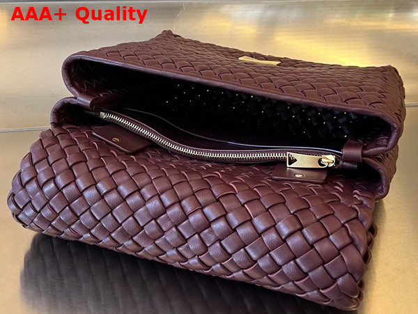 Bottega Veneta Patti Top Handle Bag in Barolo Padded Intreccio Leather Replica