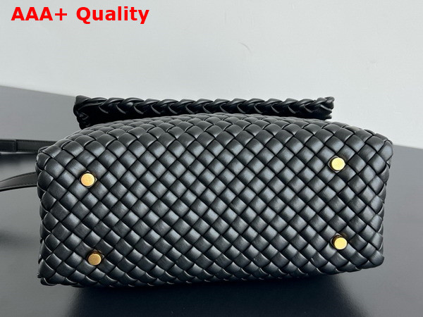 Bottega Veneta Patti Top Handle Bag in Black Padded Intreccio Leather Replica