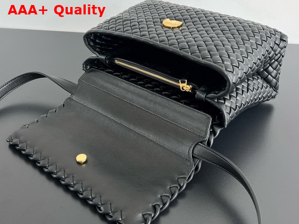 Bottega Veneta Patti Top Handle Bag in Black Padded Intreccio Leather Replica