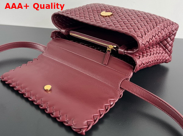 Bottega Veneta Patti Top Handle Bag in Cherry Padded Intreccio Leather with Detachable Cross Body Strap Replica