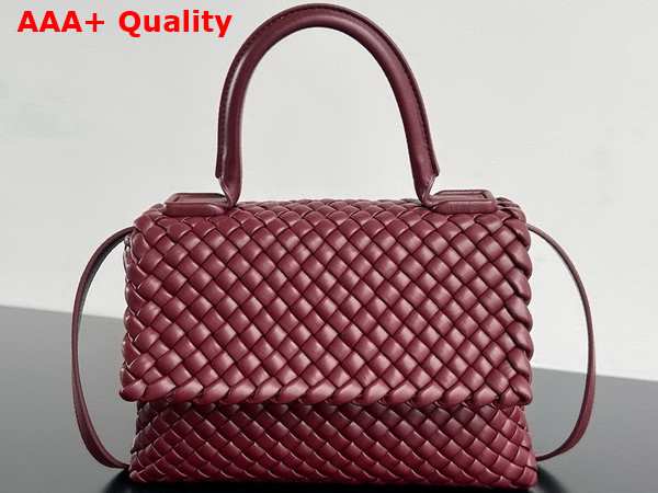 Bottega Veneta Patti Top Handle Bag in Cherry Padded Intreccio Leather with Detachable Cross Body Strap Replica