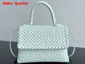 Bottega Veneta Patti Top Handle Bag in Fresh Mint Padded Intreccio Leather with Detachable Cross Body Strap Replica