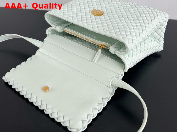 Bottega Veneta Patti Top Handle Bag in Fresh Mint Padded Intreccio Leather with Detachable Cross Body Strap Replica