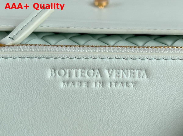 Bottega Veneta Patti Top Handle Bag in Fresh Mint Padded Intreccio Leather with Detachable Cross Body Strap Replica