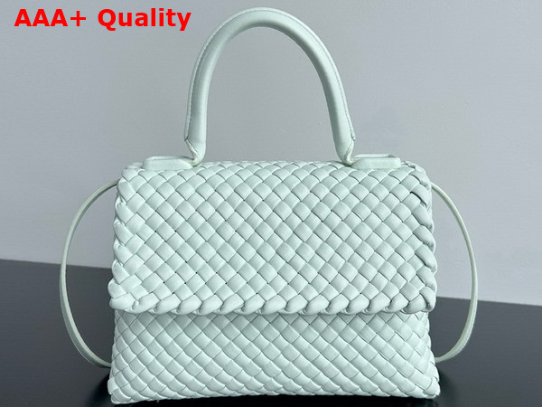 Bottega Veneta Patti Top Handle Bag in Fresh Mint Padded Intreccio Leather with Detachable Cross Body Strap Replica