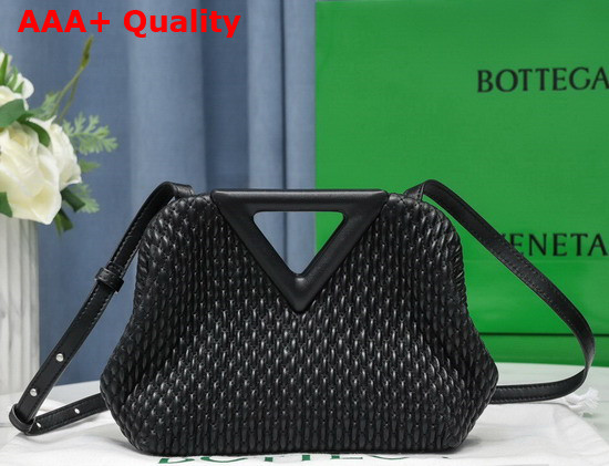 Bottega Veneta Point Black Small Lozenge Quilted Leather Top Handle Bag with Detachable Strap Replica