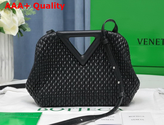 Bottega Veneta Point Black Small Lozenge Quilted Leather Top Handle Bag with Detachable Strap Replica