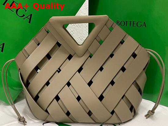 Bottega Veneta Point Taupe Medium Intreccio Leather Top Handle Basket Bag Replica