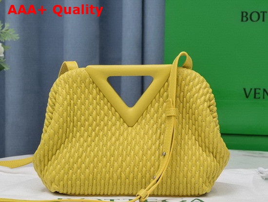 Bottega Veneta Point Yellow Small Lozenge Quilted Leather Top Handle Bag with Detachable Strap Replica