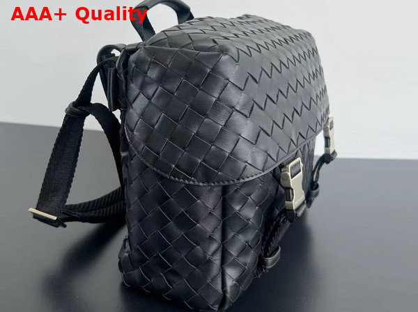 Bottega Veneta Postino Bag in Black Intrecciato Leather Replica