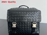 Bottega Veneta Postino Bag in Black Intrecciato Leather Replica