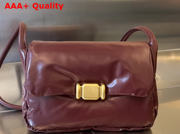 Bottega Veneta Puffer Cross Body Bag in Burgundy Calfskin Replica