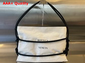 Bottega Veneta Quadronno Shoulder Bag in Canvas and Intrecciato Leather Natural Black Replica