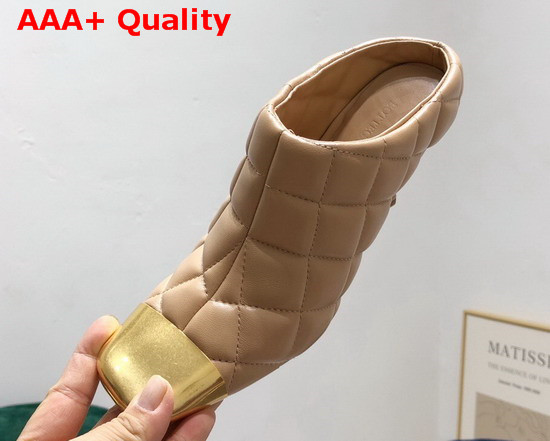 Bottega Veneta Quilted Leather Mules with a Metal Toe Cap Cipria Replica