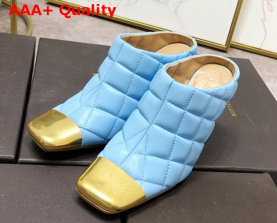 Bottega Veneta Quilted Leather Mules with a Metal Toe Cap Ice Replica