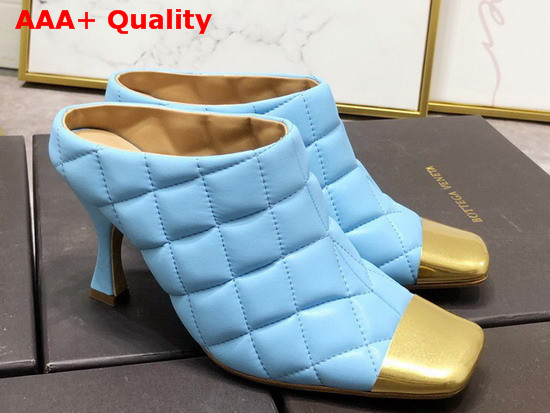 Bottega Veneta Quilted Leather Mules with a Metal Toe Cap Ice Replica