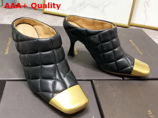 Bottega Veneta Quilted Leather Mules with a Metal Toe Cap Nero Replica