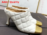 Bottega Veneta Quilted Leather Mules with a Metal Toe Cap White Replica