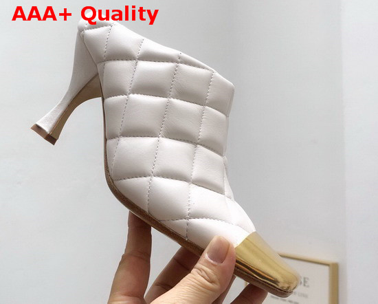 Bottega Veneta Quilted Leather Mules with a Metal Toe Cap White Replica