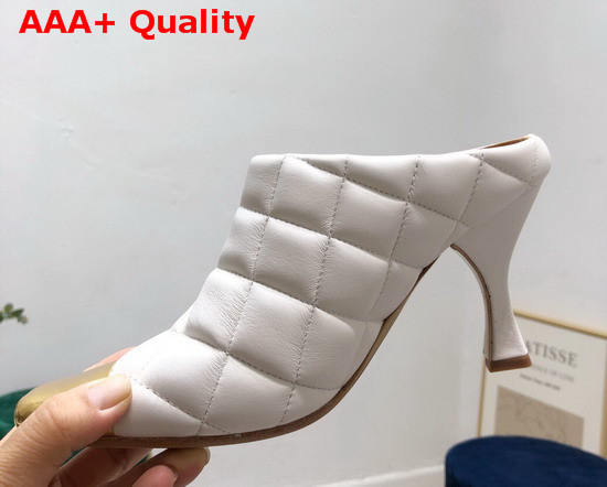 Bottega Veneta Quilted Leather Mules with a Metal Toe Cap White Replica