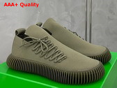 Bottega Veneta Ripple Khaki Tech Knit Lace Up Sneakers Replica