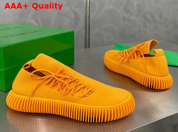 Bottega Veneta Ripple Orange Tech Knit Lace Up Sneakers Replica