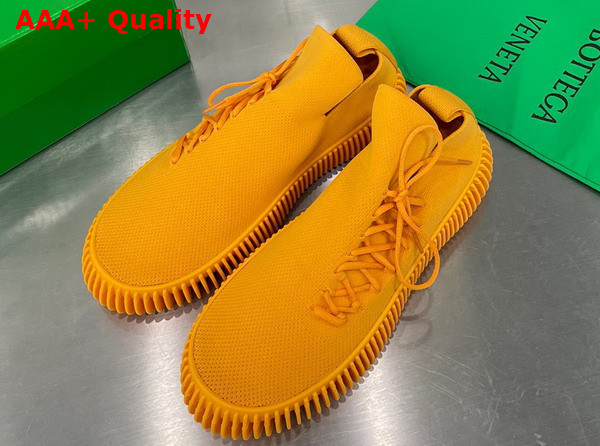 Bottega Veneta Ripple Orange Tech Knit Lace Up Sneakers Replica