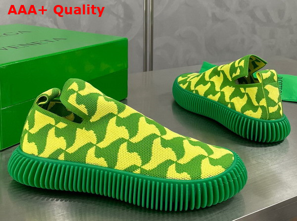 Bottega Veneta Ripple Slip On Sneaker Parakeet Kiwi Wavy Triangle Tech Knit Replica