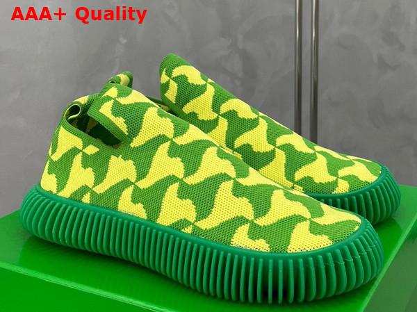 Bottega Veneta Ripple Slip On Sneaker Parakeet Kiwi Wavy Triangle Tech Knit Replica