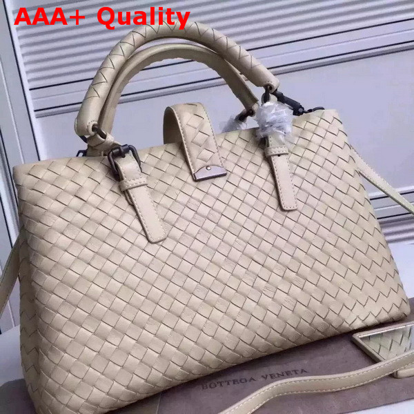 Bottega Veneta Roma Bag in Beige Intrecciato Calf Replica