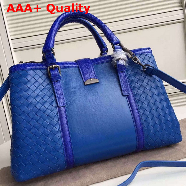 Bottega Veneta Roma Bag in Blue Nappa Ayers Details Replica