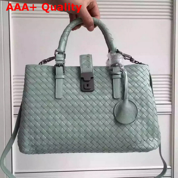 Bottega Veneta Roma Bag in Light Blue Intrecciato Calf Replica