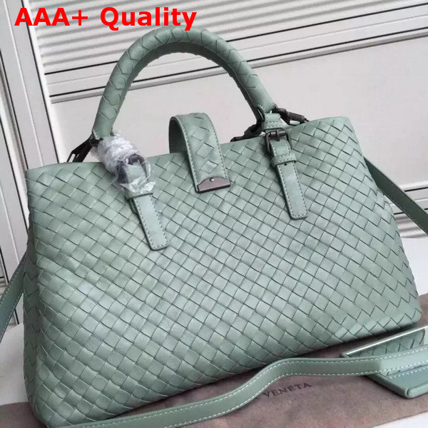 Bottega Veneta Roma Bag in Light Blue Intrecciato Calf Replica