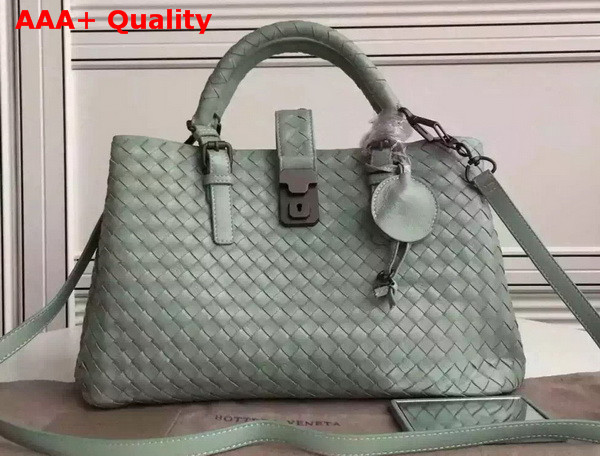 Bottega Veneta Roma Bag in Light Blue Intrecciato Calf Replica