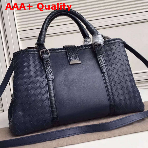 Bottega Veneta Roma Bag in Navy Nappa Ayers Details Replica