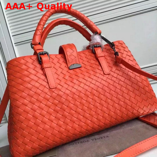 Bottega Veneta Roma Bag in Orange Intrecciato Calf Replica