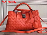 Bottega Veneta Roma Bag in Orange Intrecciato Calf Replica