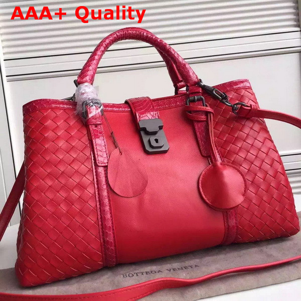 Bottega Veneta Roma Bag in Red Nappa Leather Replica