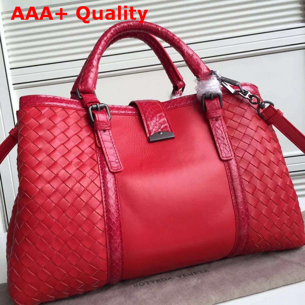 Bottega Veneta Roma Bag in Red Nappa Leather Replica