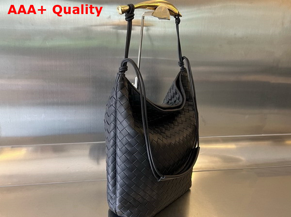 Bottega Veneta Sardine Hobo Bag in Black Intrecciato Leather Replica