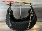 Bottega Veneta Sardine with Chain Black Intrecciato Leather Replica