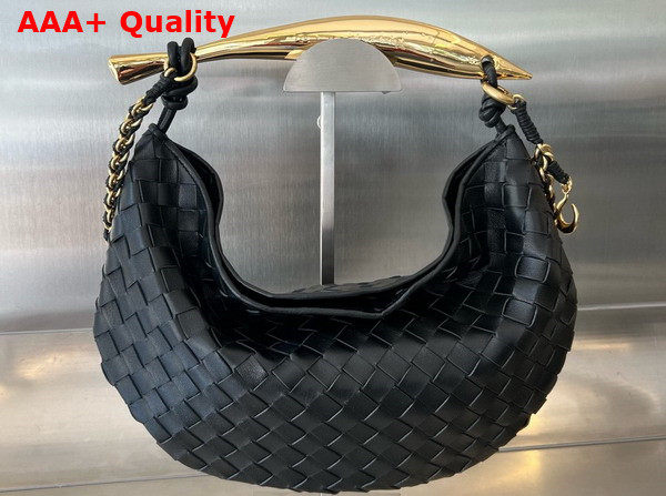 Bottega Veneta Sardine with Chain Black Intrecciato Leather Replica