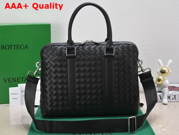 Bottega Veneta Slim Intrecciato Briefcase in Black Replica