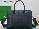 Bottega Veneta Slim Intrecciato Briefcase in Navy Blue Replica