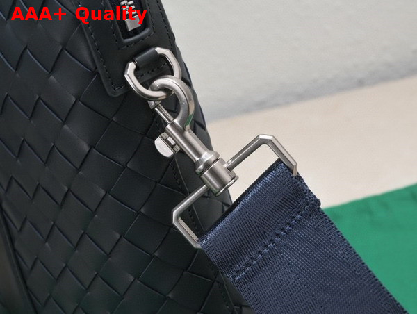 Bottega Veneta Slim Intrecciato Briefcase in Navy Blue Replica