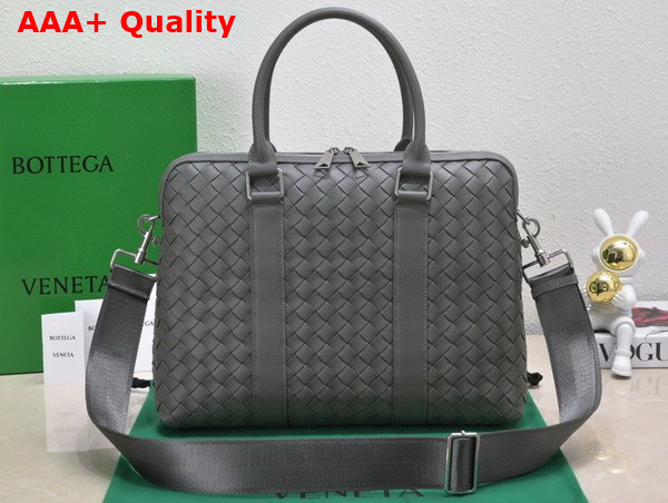 Bottega Veneta Slim Intrecciato Briefcase in Thunder Replica