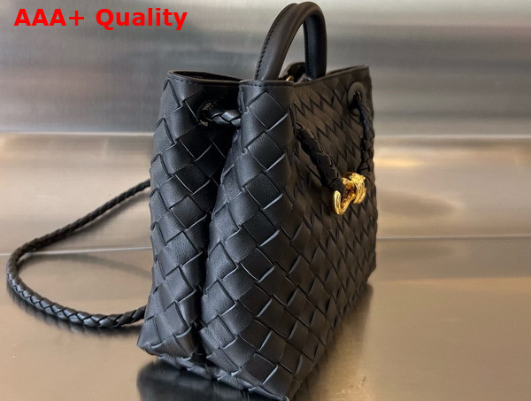 Bottega Veneta Small Andiamo Bag in Black Intrecciato Leather Replica