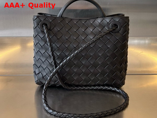 Bottega Veneta Small Andiamo Bag in Black Intrecciato Leather Replica