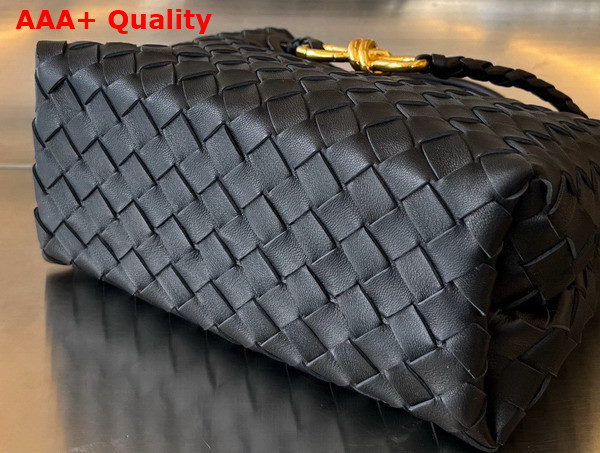 Bottega Veneta Small Andiamo Bag in Black Intrecciato Leather Replica