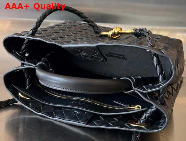 Bottega Veneta Small Andiamo Bag in Black Intrecciato Leather Replica